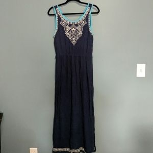 Blue Maxi Dress w/ Embroidery